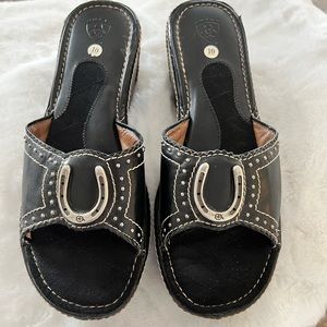 ARIAT Wedge sandals with an equestrian flair